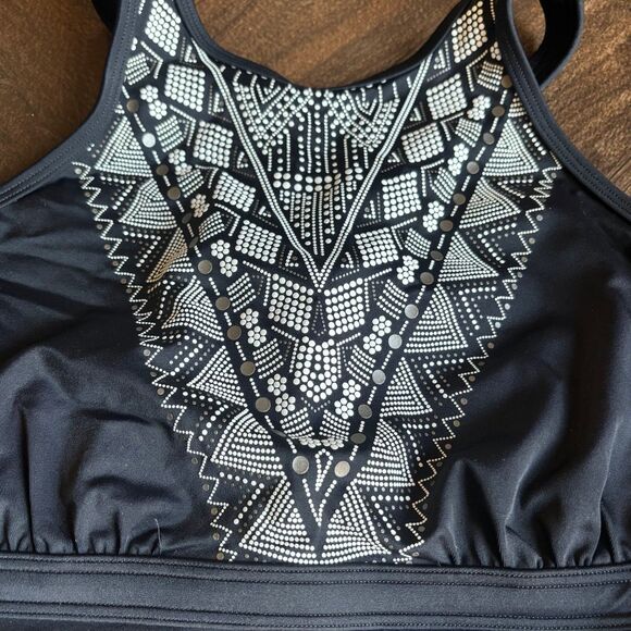 Athleta Ibiza Geo High Neck Bra Cup Tankini Swim Top - Picture 4 of 8